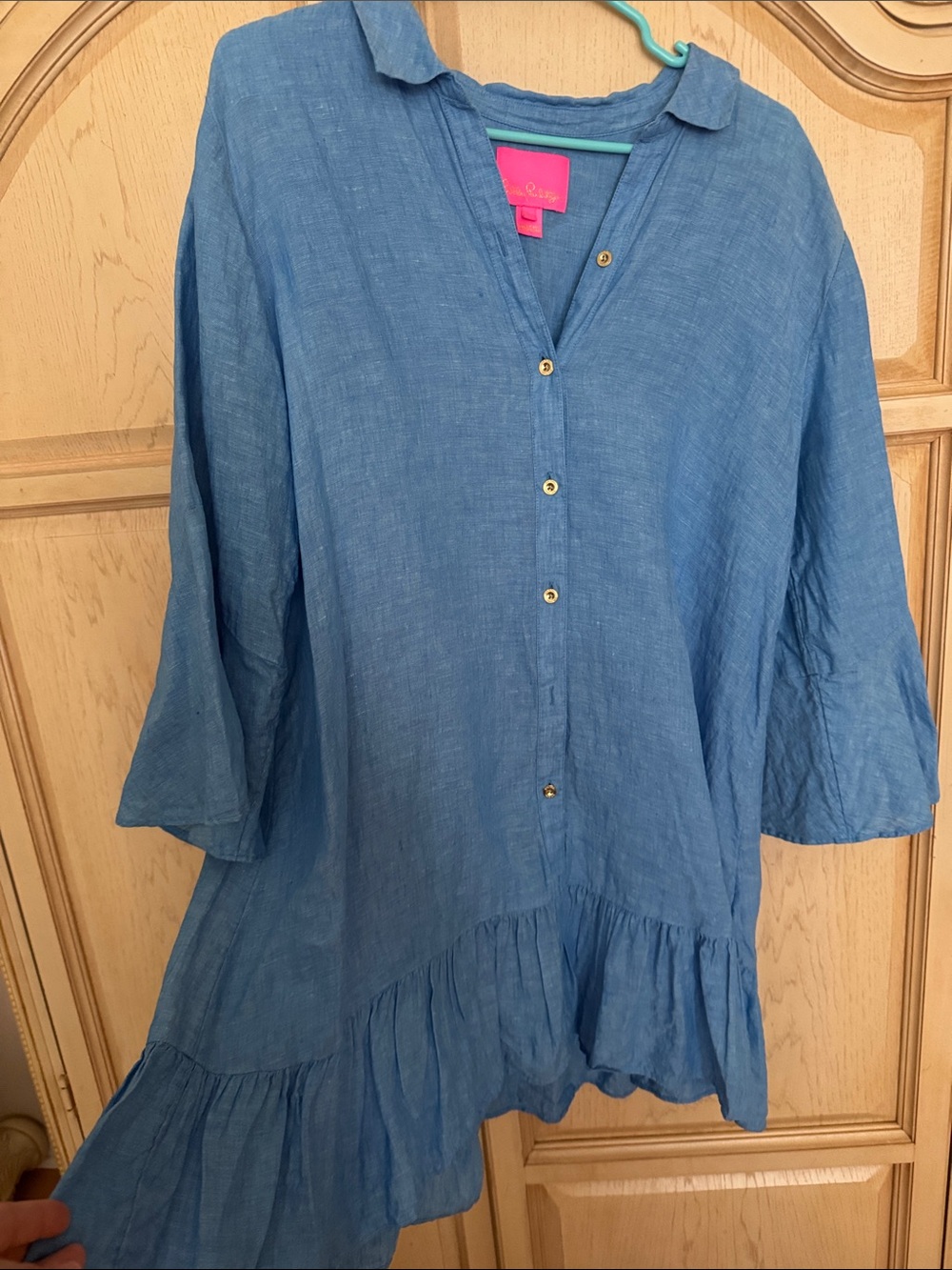 Lilly Pulitzer Blue Button-Front Linen Tunic/Dress/Coverup - Picture 6 of 6